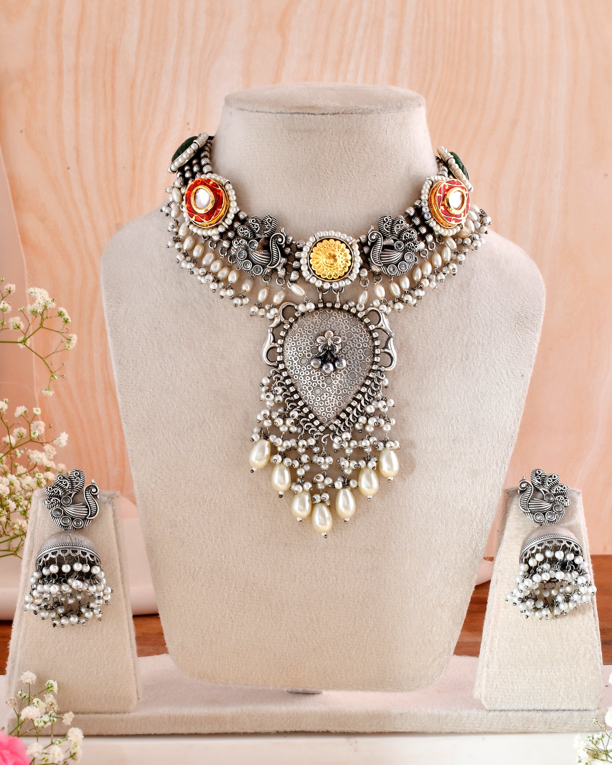 Rajsi Kundan Pearl Dandiya Choker Set